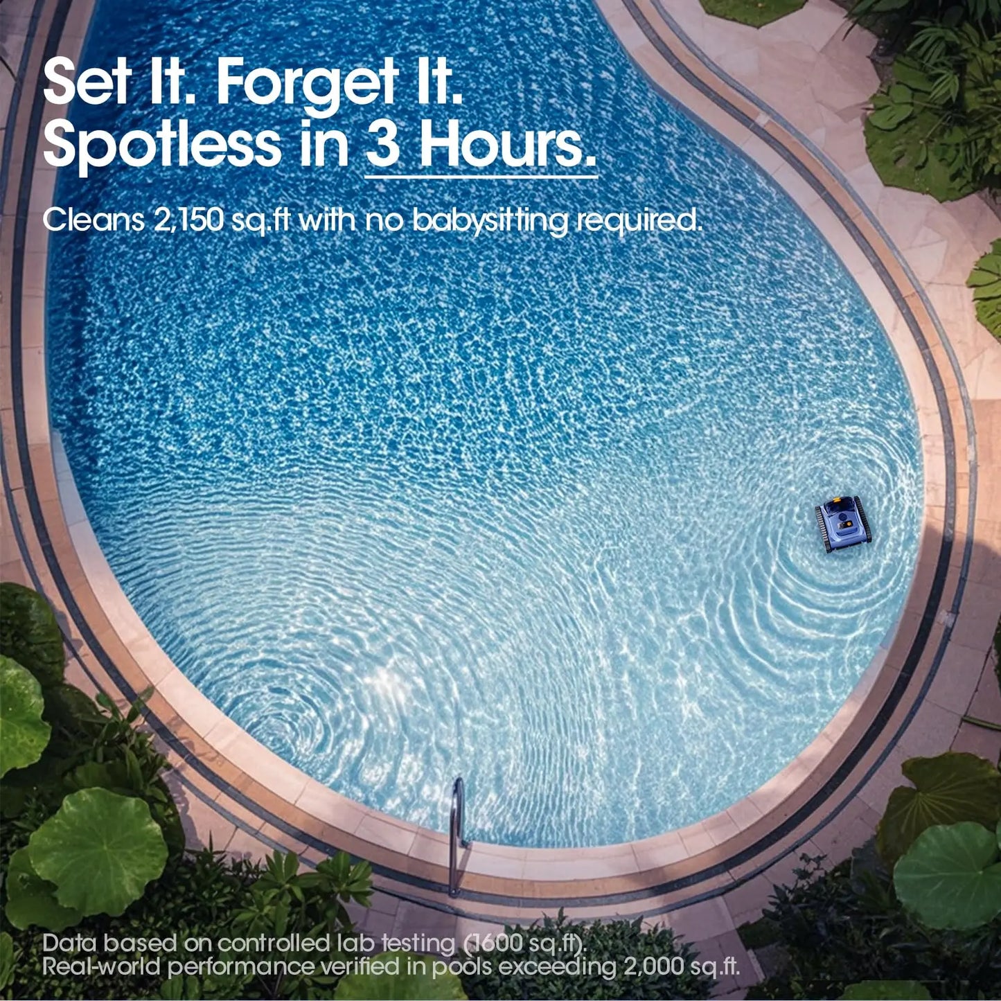Cordless Robotic Pool Vacuum Sky Blue 150-Min Runtime