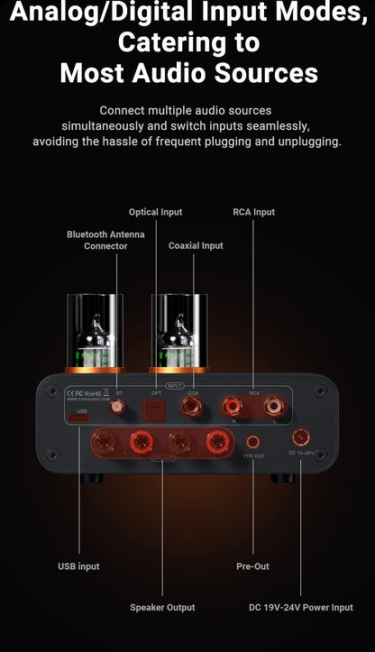 Integrated Bluetooth Tube Amplifier for Passive Speakers