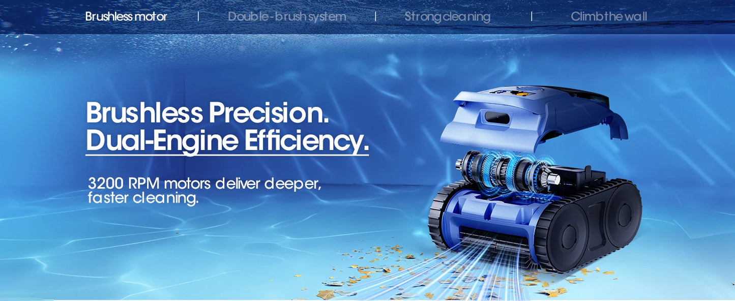 Dark Blue Robot Pool Cleaner Wall Climbing & Sonar