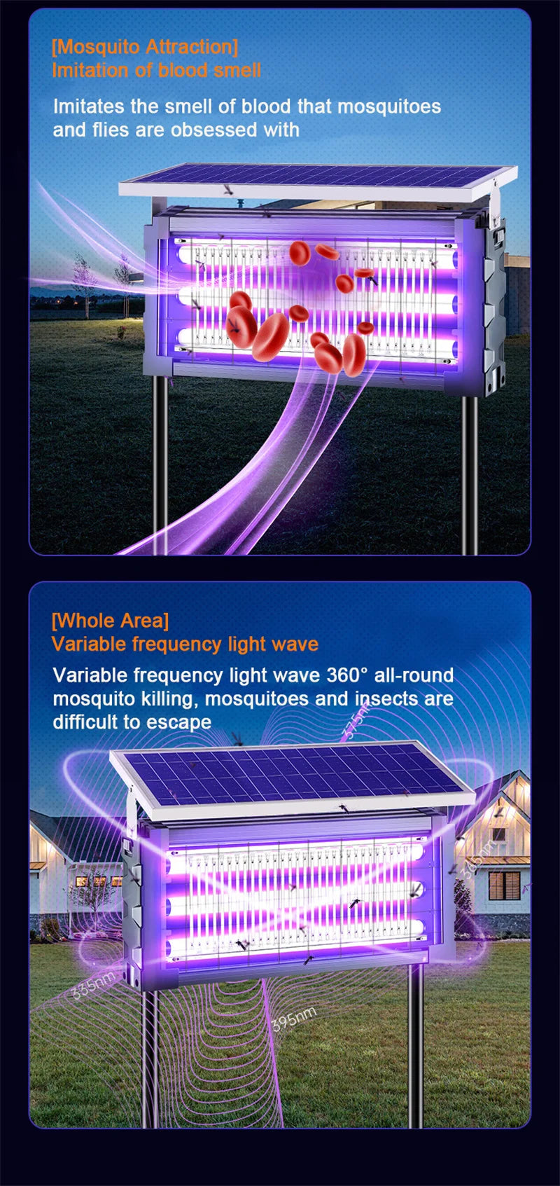 35W Solar LED Mosquito Killer Lamp for Outdoor Garden