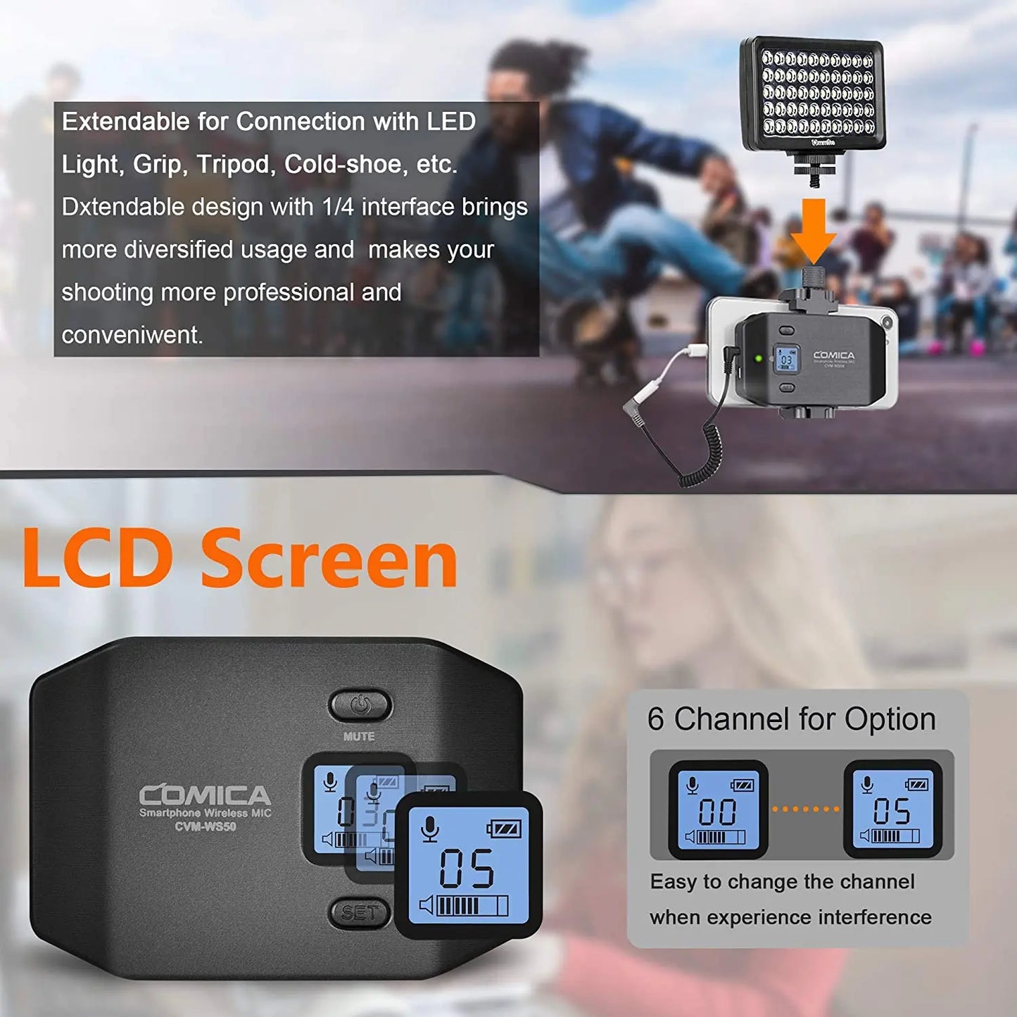 USB-C Wireless Handheld Condenser Microphone 6 Channels