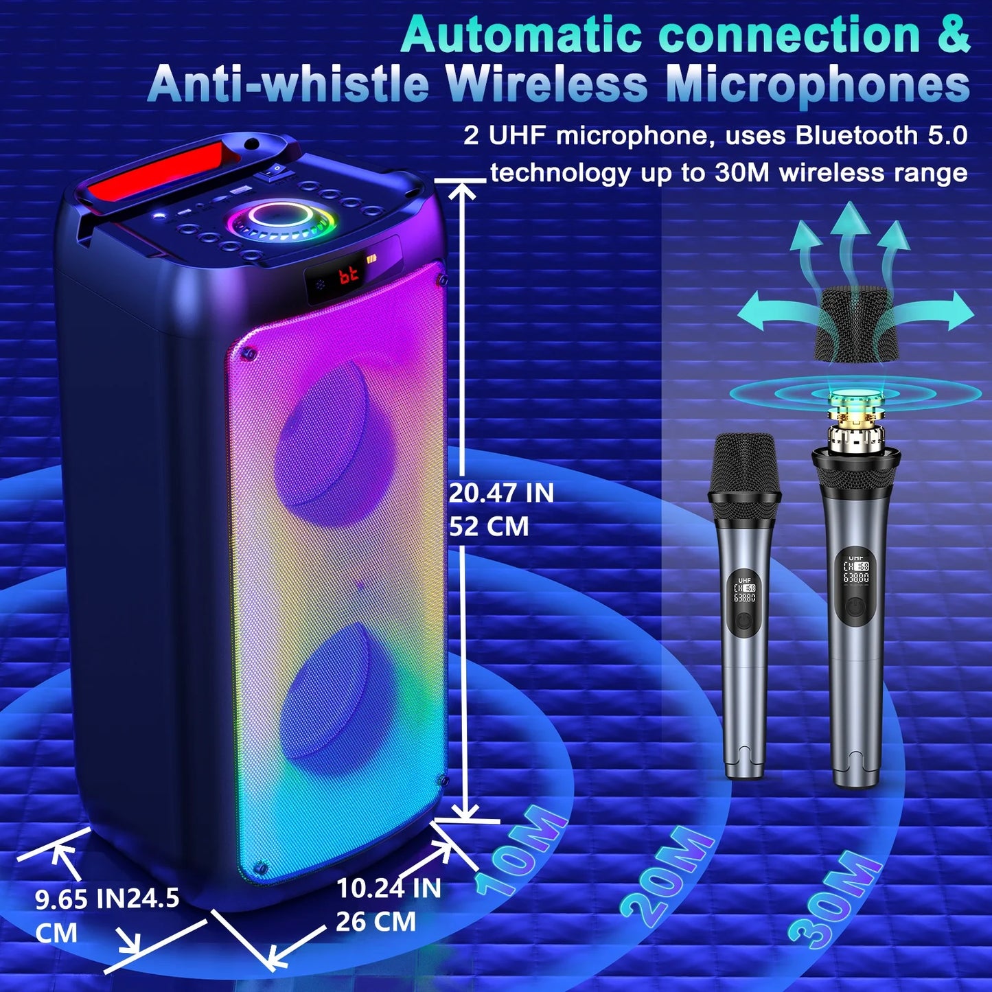 Wireless Home Karaoke Party Speaker with LED Lights