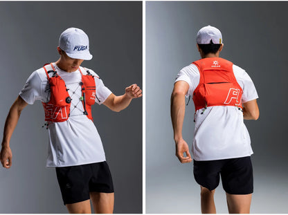 8L Orange Trail Running Hydration Backpack with Dual Bottles