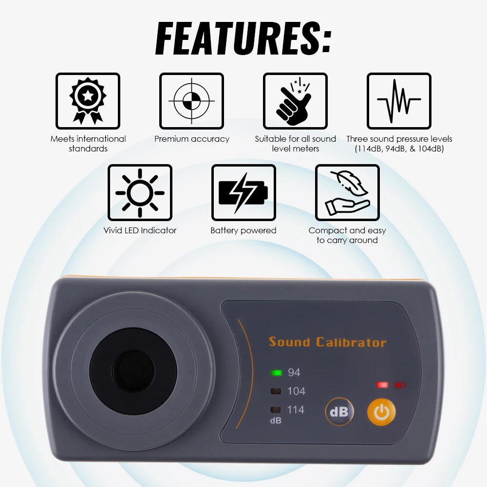 High-Accuracy 114dB/94dB Sound Level Calibrator