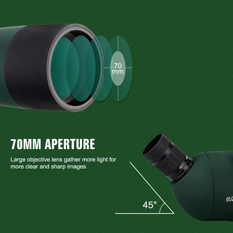 Powerful 25-75x70 Zoom Monocular Scope Black Adapter