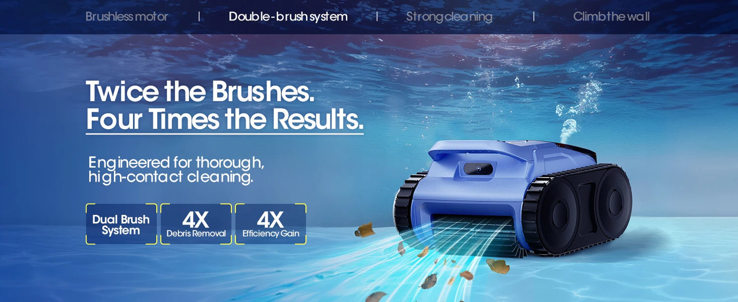Cordless Robotic Pool Vacuum Sky Blue 150-Min Runtime