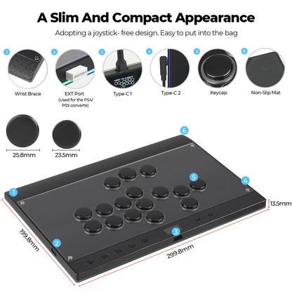 Magnetic Hitbox Leverless Arcade Controller for PC and Consoles