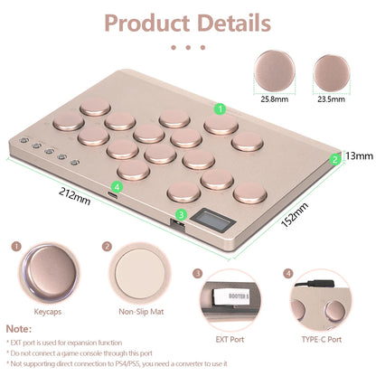 Gold Leverless Arcade Stick Fighting Game Controller