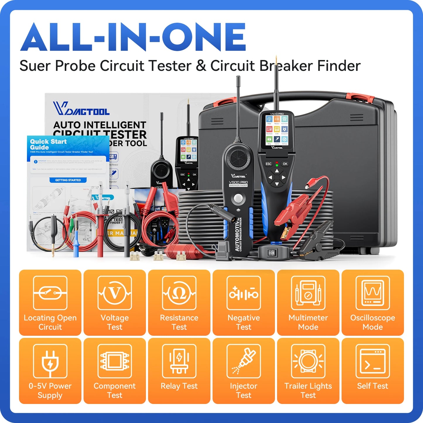 500 PRO Car Power Circuit Probe & Injector Tester