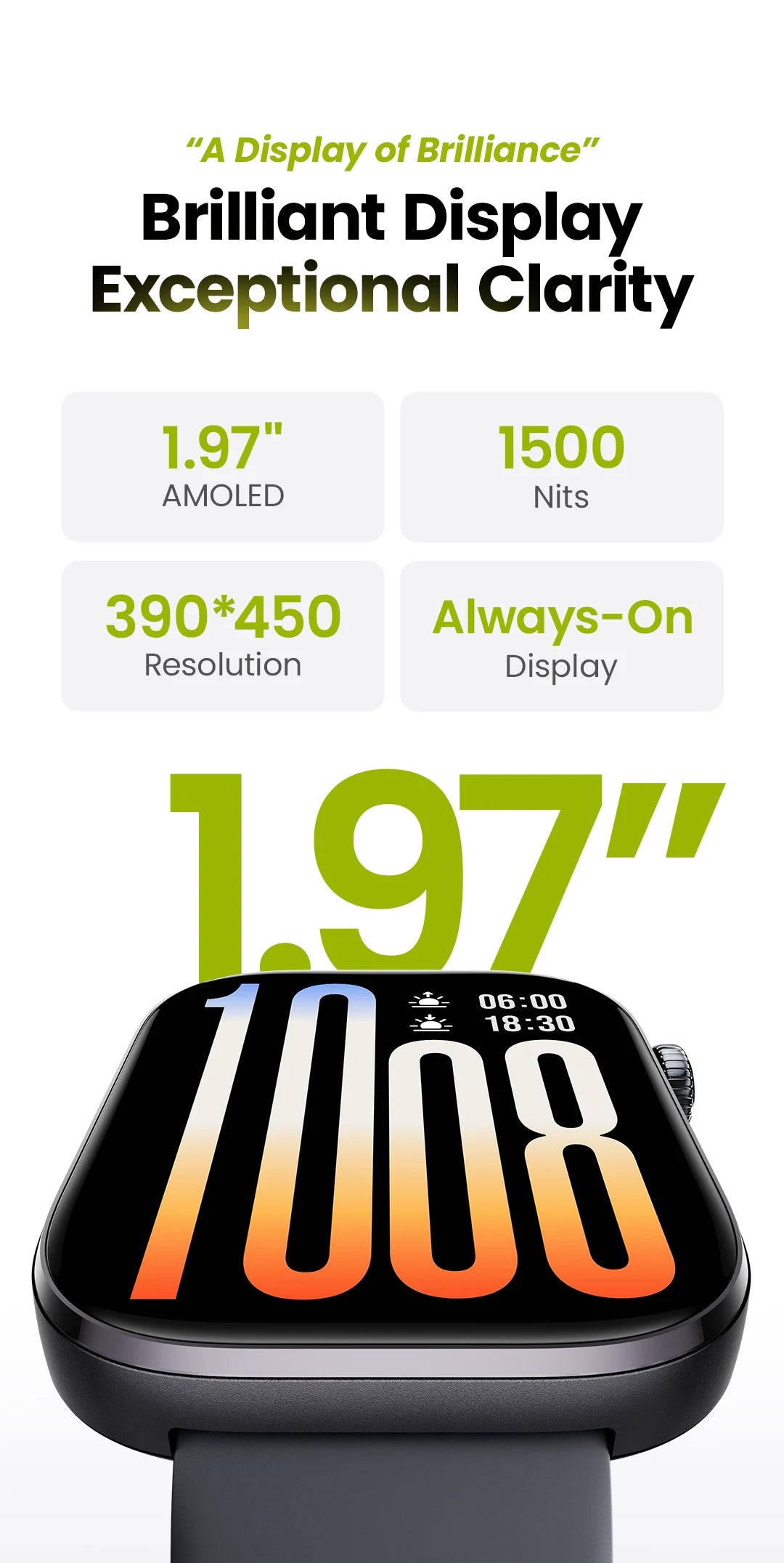 1.97 Inch AMOLED GPS Smartwatch with Compass and 5ATM