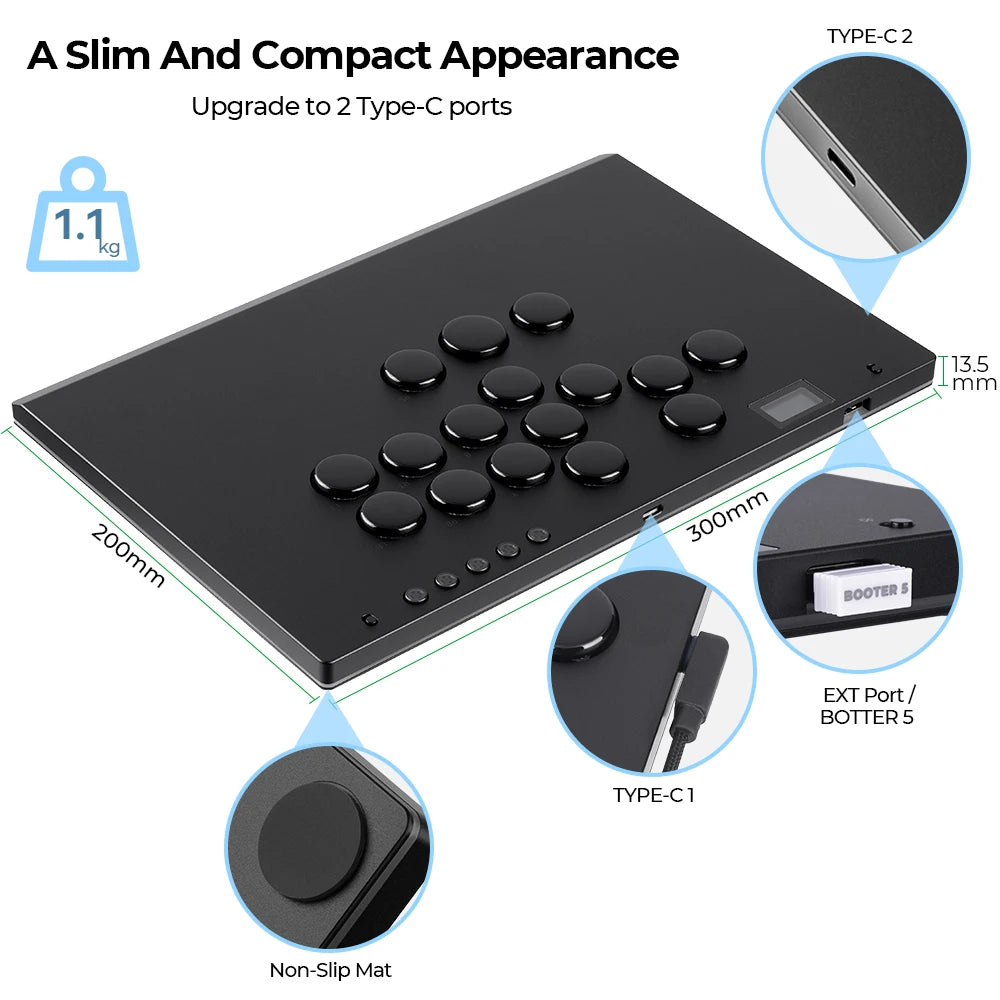 Stickless Fighting Game Arcade Controller with RGB Lighting