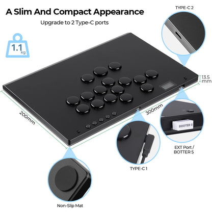 Stickless Fighting Game Arcade Controller with RGB Lighting