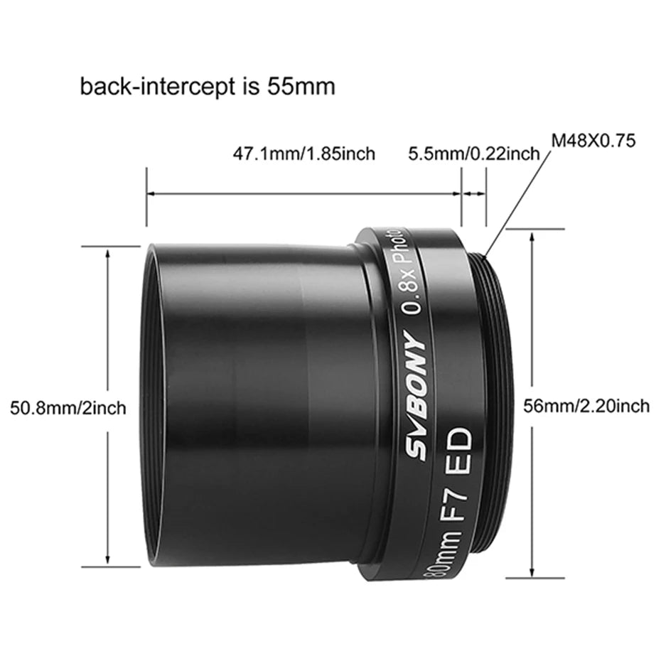 0.8x Field Flattener Focal Reducer for 80mm ED Telescopes