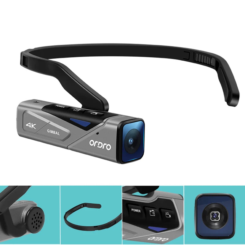 4K 60fps Wearable Vlog Camera with 64GB SD Card