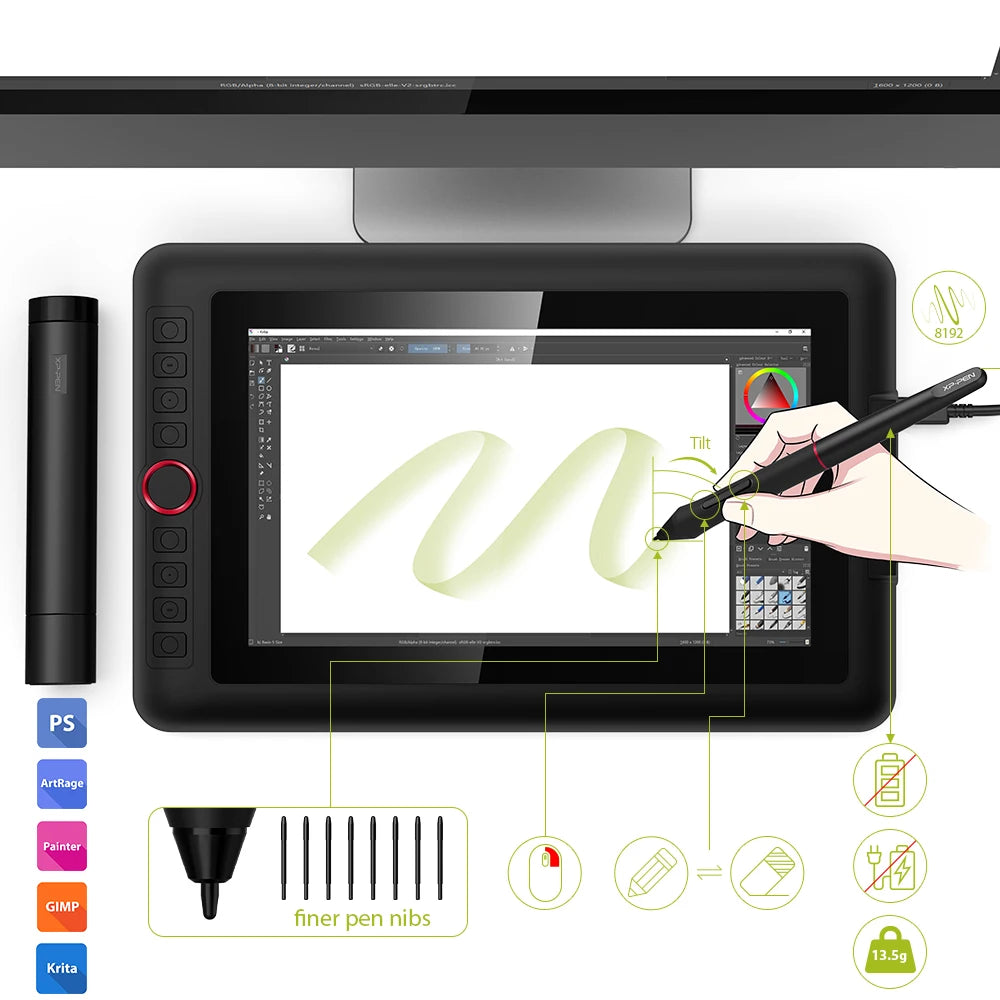 11.6 Inch Graphics Tablet Monitor Tilt Support with Stand