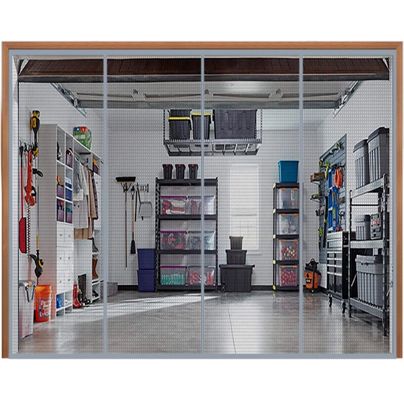 Magnetic Garage Door Insect Screen White Net Curtain