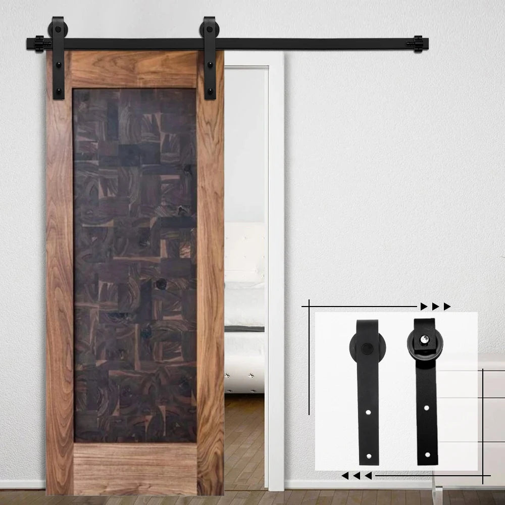 200CM Rustic Black Sliding Barn Door Track Hardware