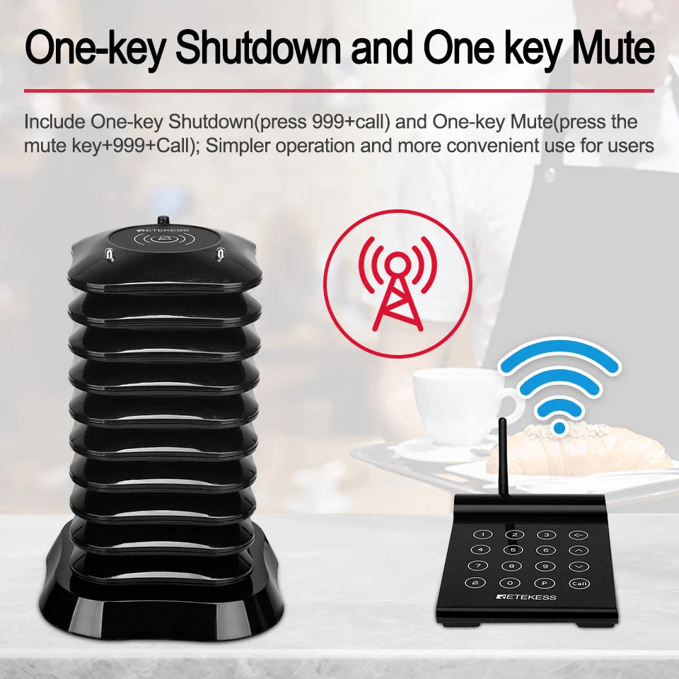 Wireless Restaurant Paging System with Coaster Buzzers and Vibration Alerts