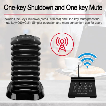 Wireless Restaurant Paging System with Coaster Buzzers and Vibration Alerts