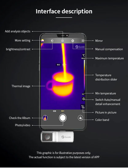 Android Silver Phone Thermal Camera for Heat Mapping