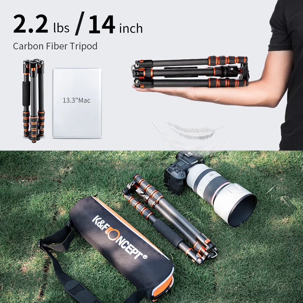 60 Inch Carbon Fiber Tripod with Detachable Monopod