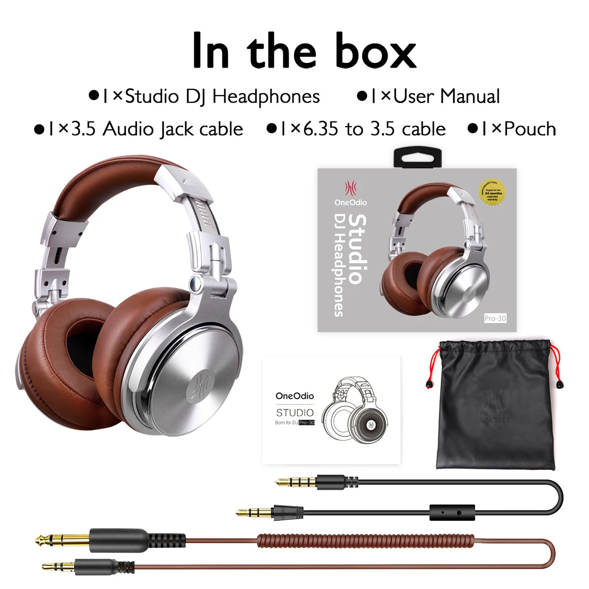 Foldable DJ Monitor Headphones with Mic for Gaming and Mixing