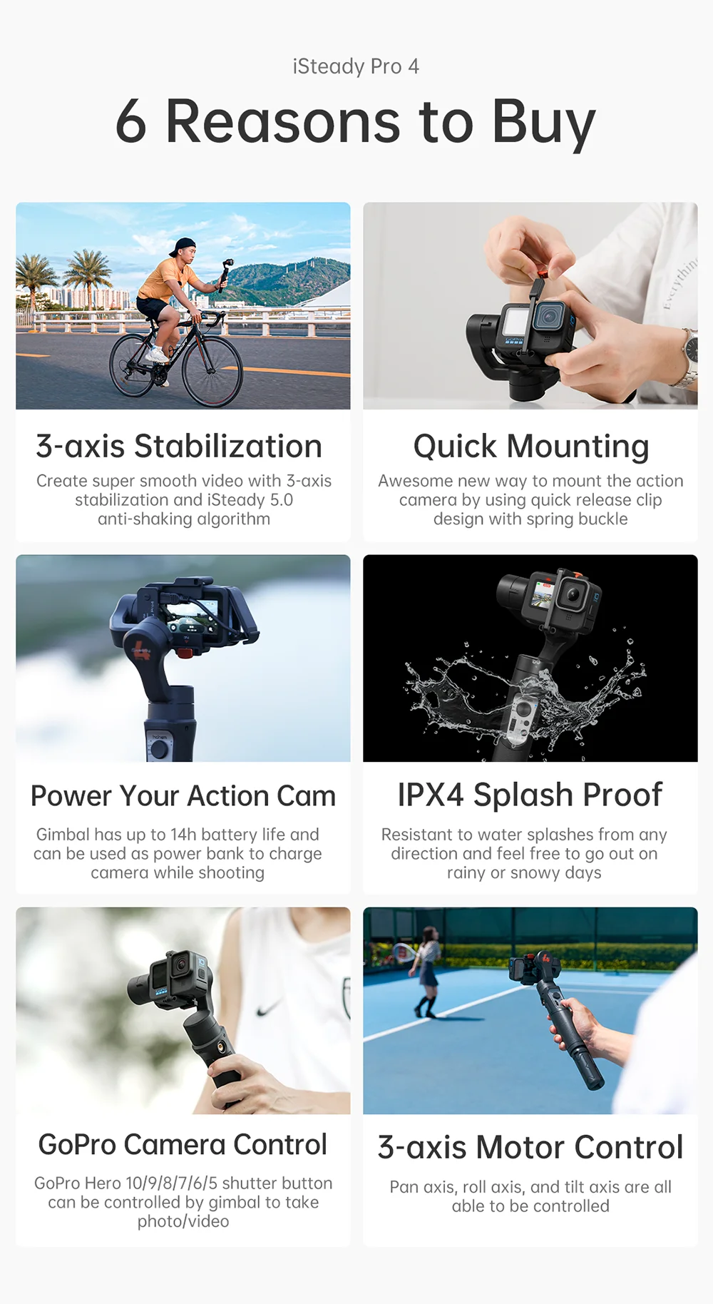 3-Axis Action Camera Gimbal Stabilizer Wireless Remote Control