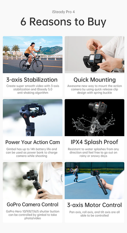 3-Axis Action Camera Gimbal Stabilizer Wireless Remote Control