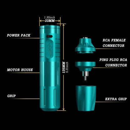 Portable Mint Blue Tattoo Pen with 40 Cartridges