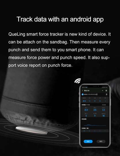 Portable Smart Punching Bag Power Meter Speed Sensor White