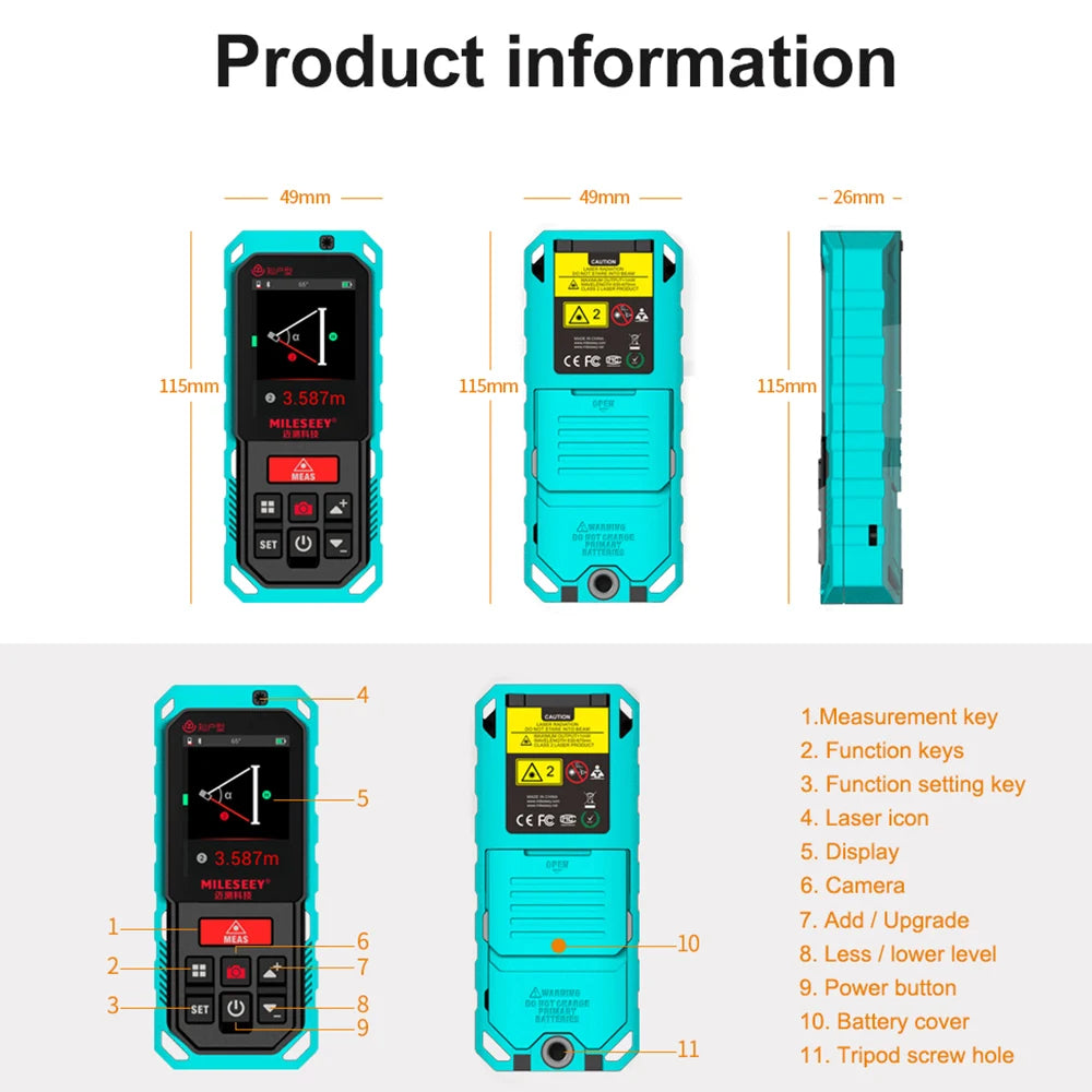 100m Laser Distance Meter with Bluetooth Rangefinder