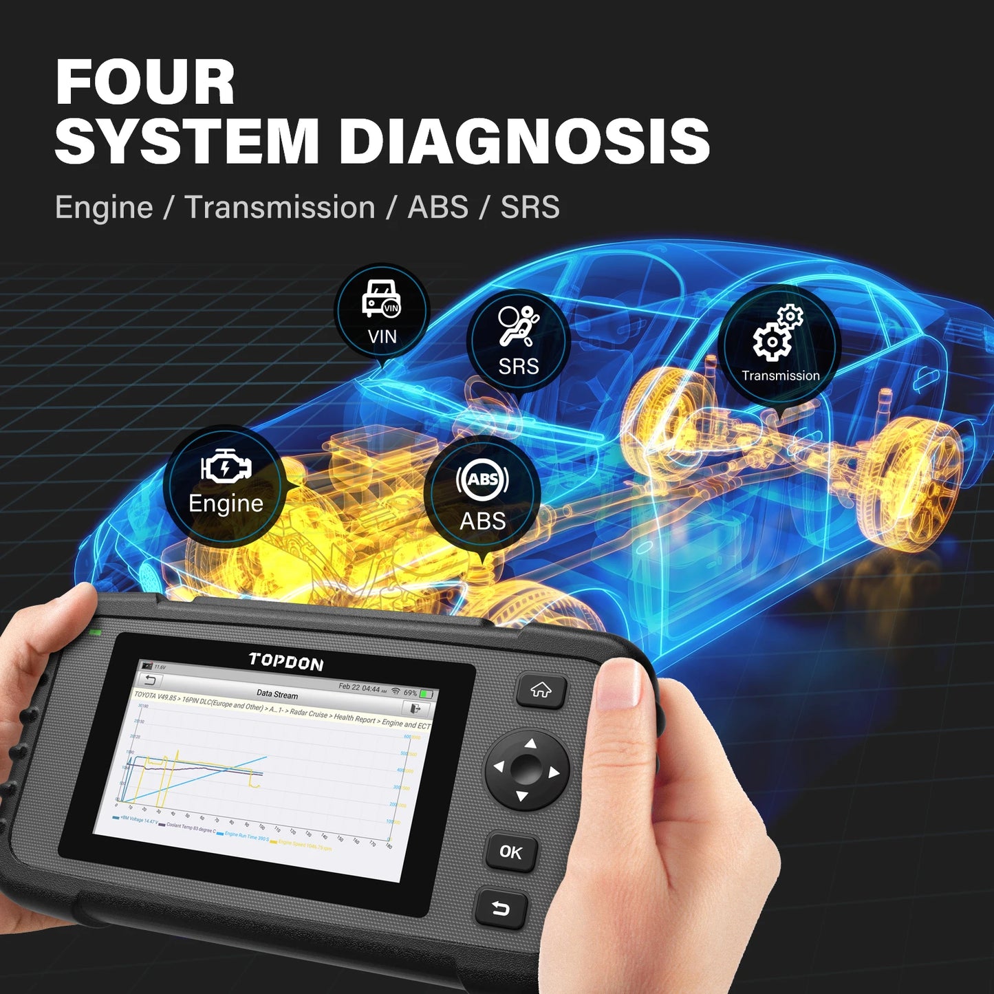 Portable Engine Code Reader Car Diagnostic Scan Tool Full Systems