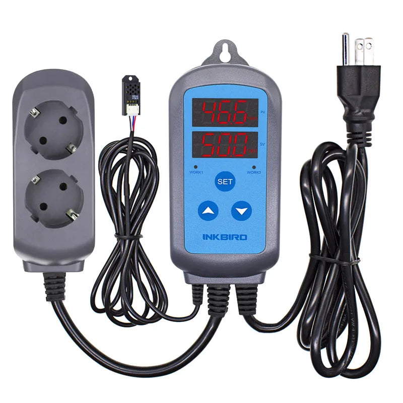 Dual Digital Temperature Humidity Controller with Heating Cooling