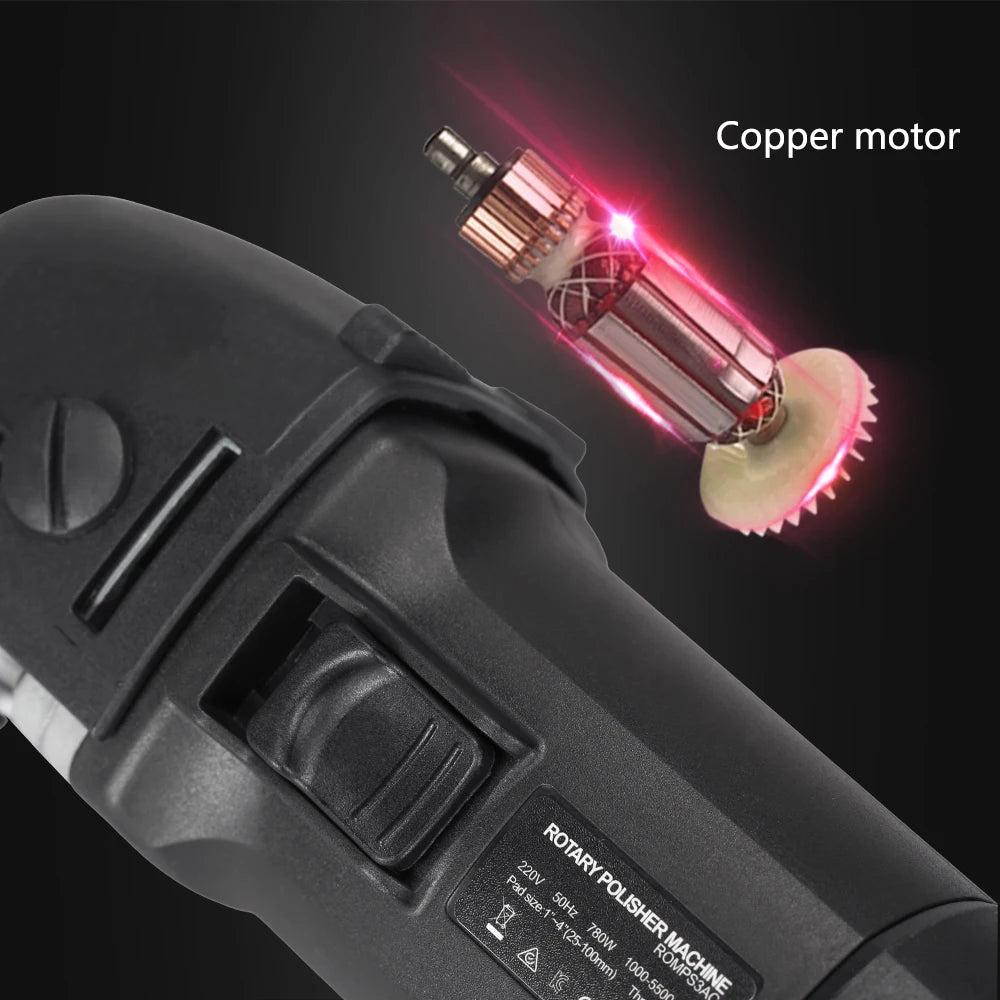 Mini Rotary Polisher Kit with Pads Extension Shaft
