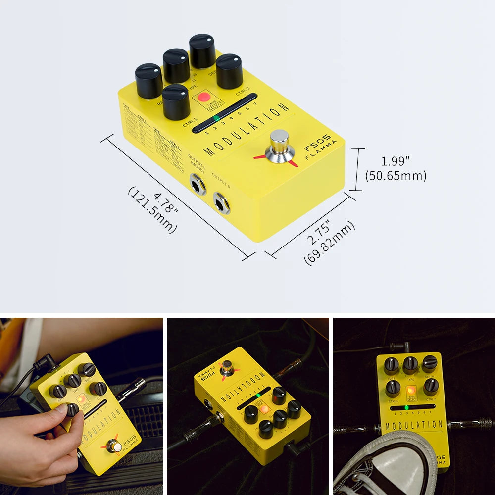 Stereo Digital Guitar Effects Pedal with 11 Modulation Modes