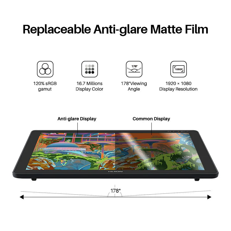 HUION Kamvas 21.5" Graphic Tablet Pen Display with Anti-Glare Screen