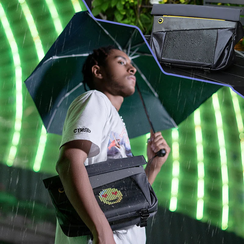 LED Pixel Art Sling Bag Waterproof Messenger Backpack