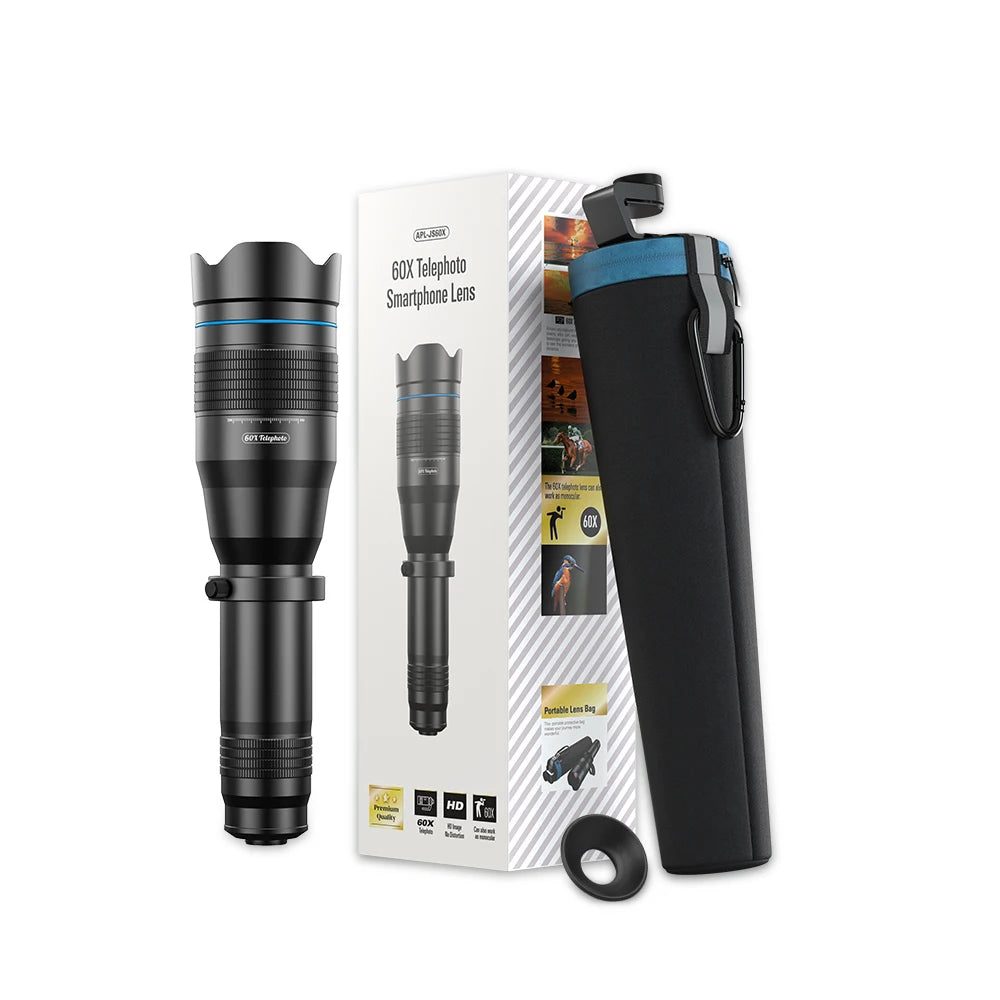 Portable 60x Telephoto Lens Telescope Attachment for All Smartphones