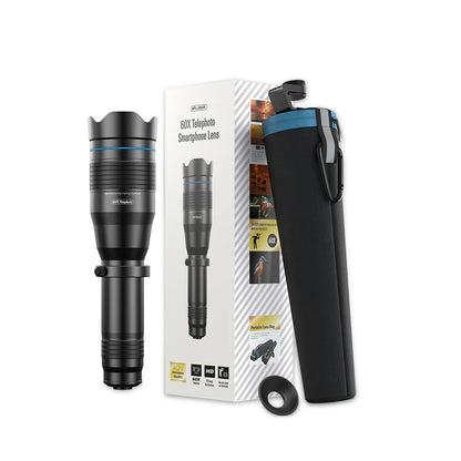 Portable 60x Telephoto Lens Telescope Attachment for All Smartphones