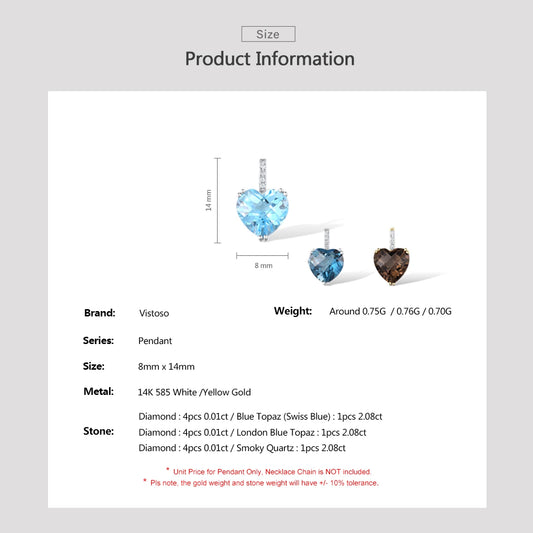 Radiant Swiss Blue Topaz 14K Gold Pendant Necklace