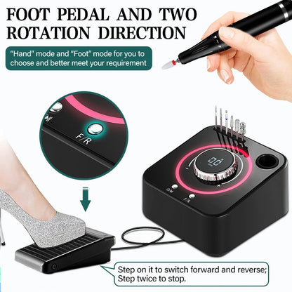 Professional 40000RPM Desktop Nail Sander for Manicure Black