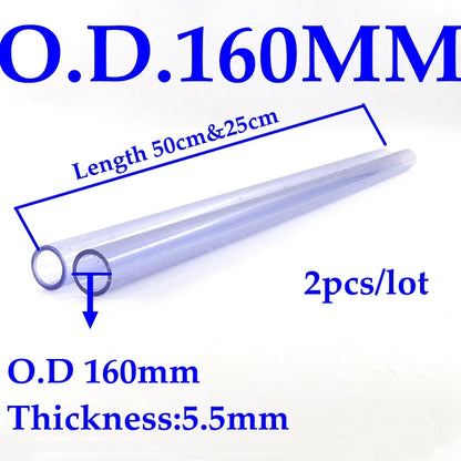 160mm Transparent Blue UPVC Aquarium Pipe Set 25cm