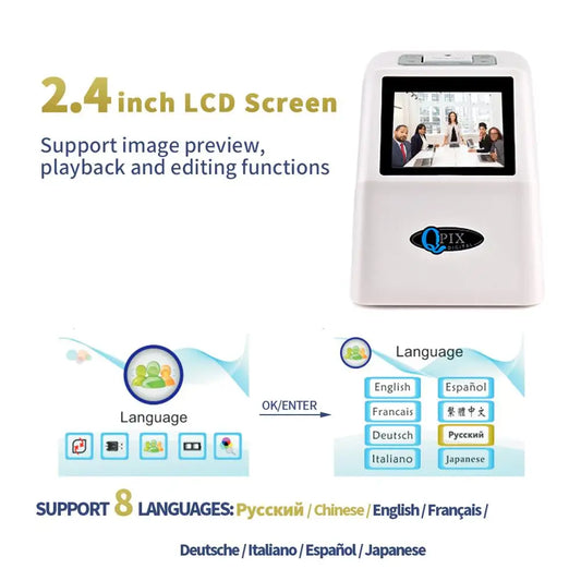 22MP Film & Photo Scanner with White 16GB SD Card