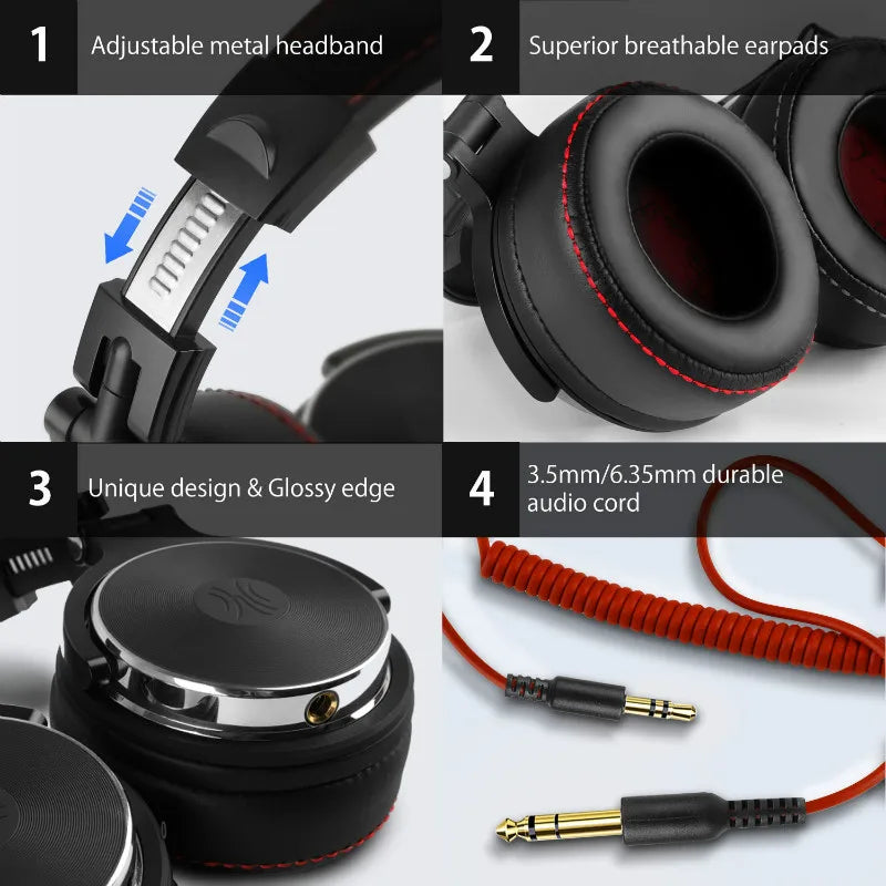 Over-Ear Studio Headphones with Microphone for PC and Phone
