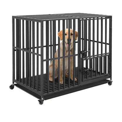 XL Heavy Duty Dog Cage with 3 Doors & Wheels