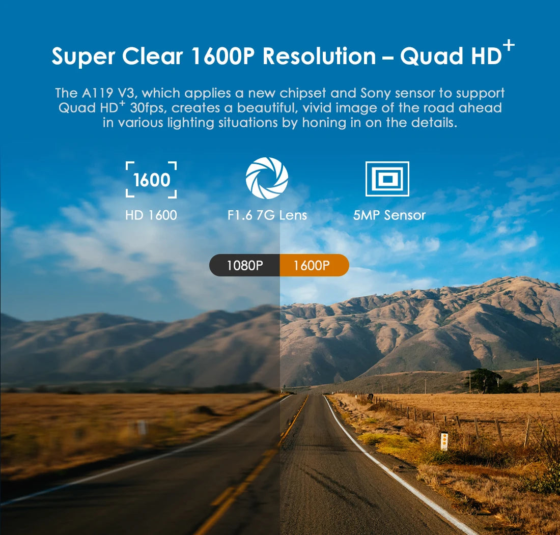 2K Car Dash Camera Parking Mode G-Sensor