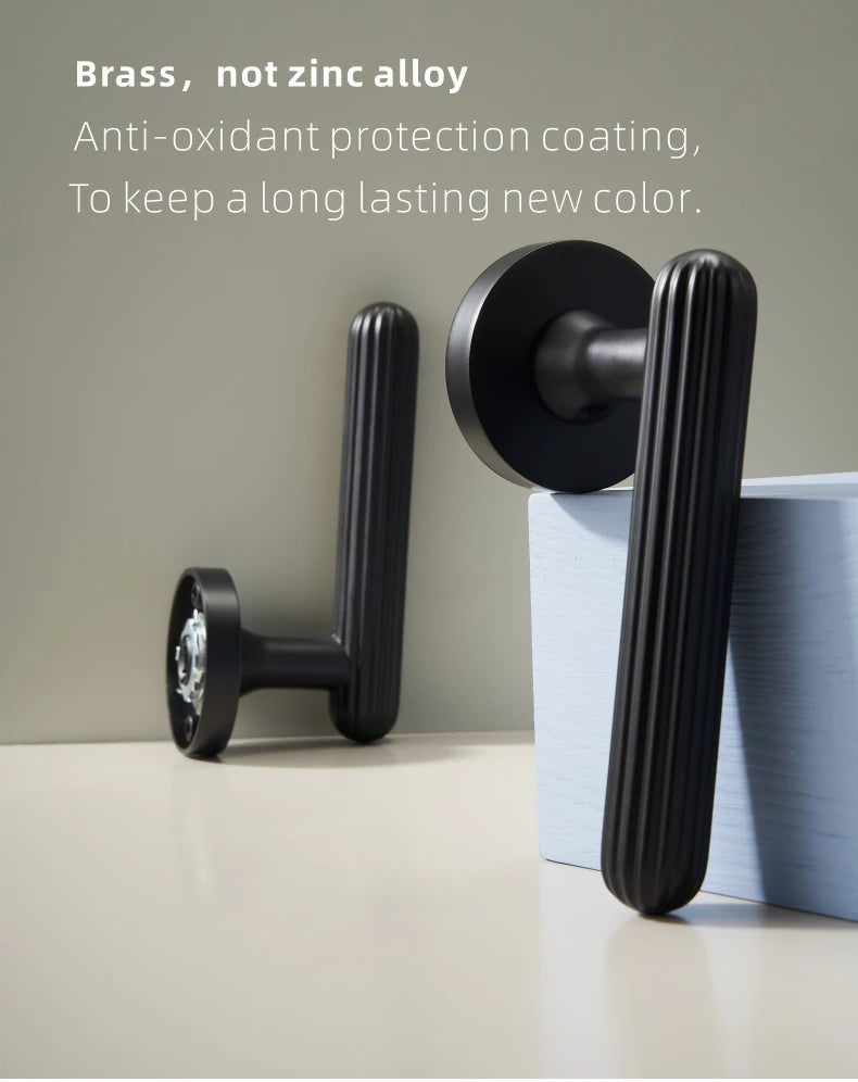 Brass Door Lever Handle Lock Modern Interior Bedroom Bathroom