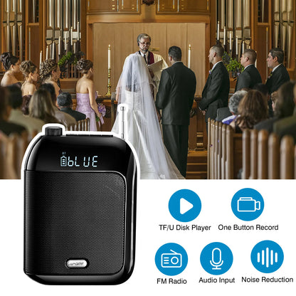 Portable Bluetooth Voice Amplifier with UHF Mic & USB Playback