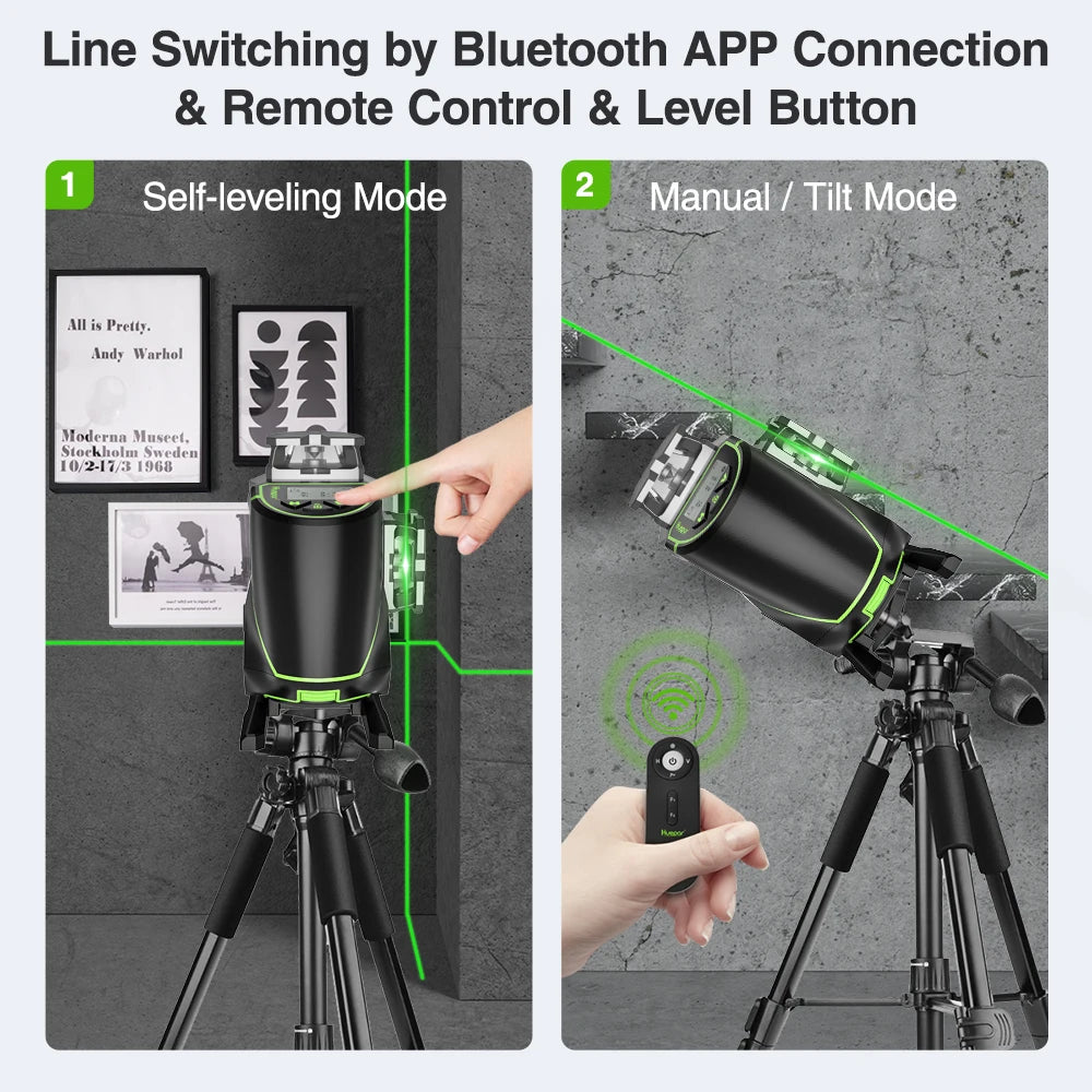 16-Line 4D Laser Level with Bluetooth & Remote Control