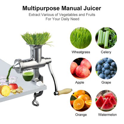 Manual Stainless Steel Wheatgrass and Citrus Juicer